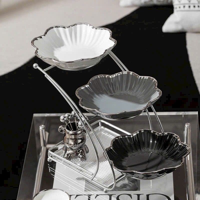 Khay đựng hóa quả 3 tầng bát sứ