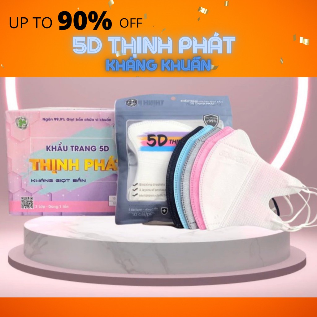 Khẩu trang 5d kháng khuẩn , hottren , 5d xịn sò , 5d Thịnh Phát 100 chiếc giá yêu thương