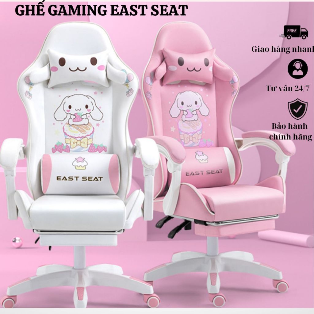 Ghế Gaming Công Thái Học Nệm Cao Su Non Bọc Da PU Cao Cấp,Ghế Game EAST SEAT Xoay 360 độ có ngả lưng nâng hạ độ cao