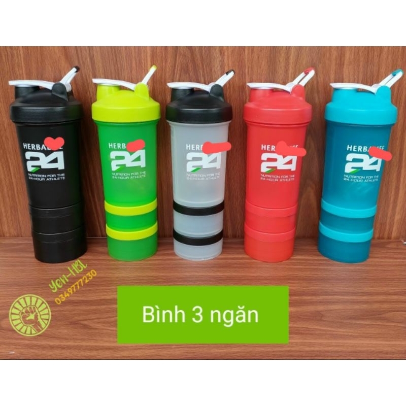 Bình lắc 3 ngăn HBL (2 ngăn phụ dự trữ bột)