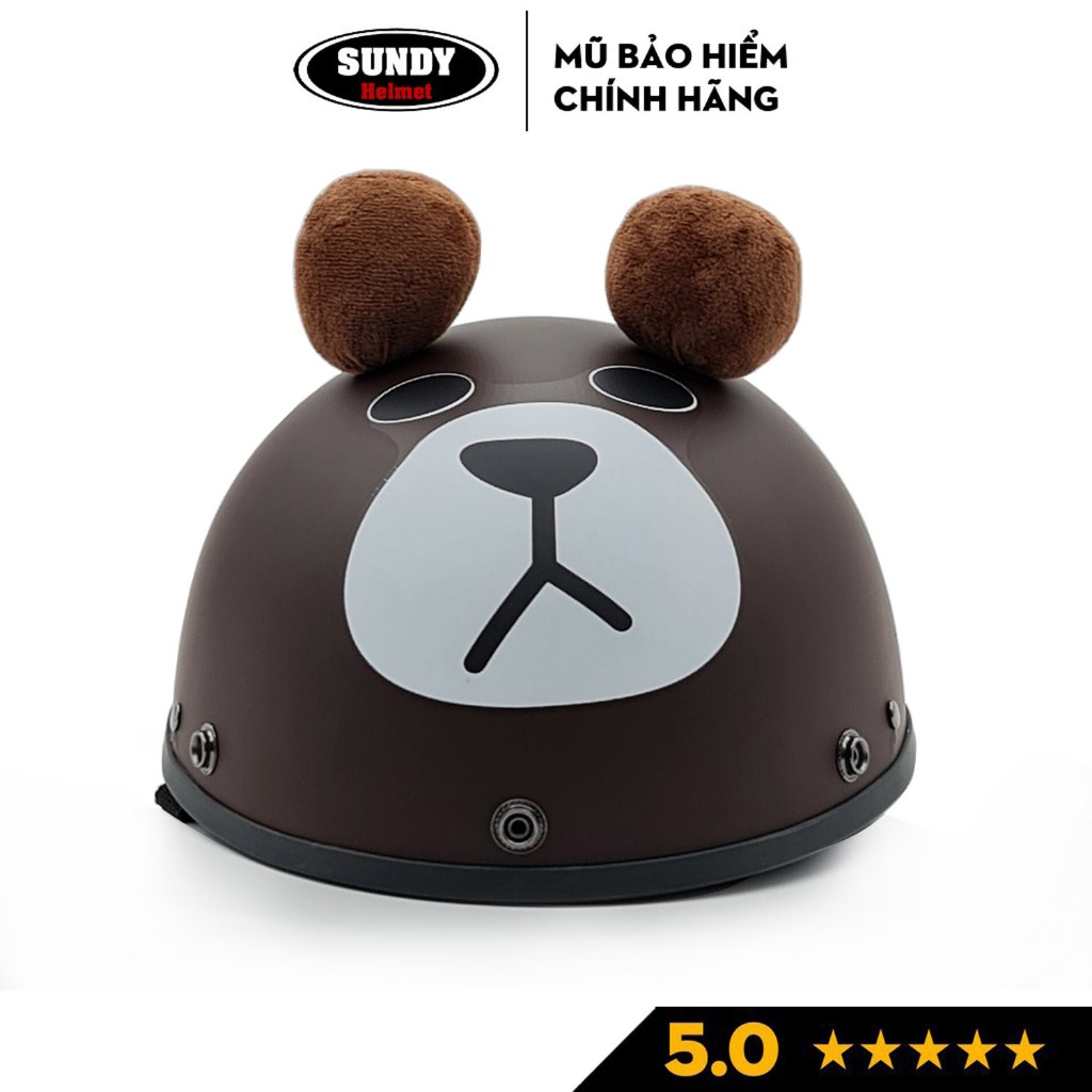 Mũ bảo hiểm nửa đầu 1/2 chính hãng SUNDY Helmets, họa tiết thời trang, có tai cá tính, kèm kính UV, Phi Công
