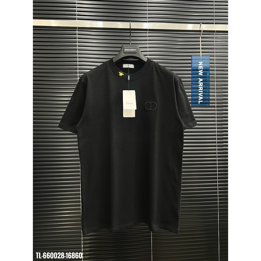 🔥HOT🔥Áo thun Dior thêu ngực mix bo cổ thiết kế hot trend Nam nữ New 2024