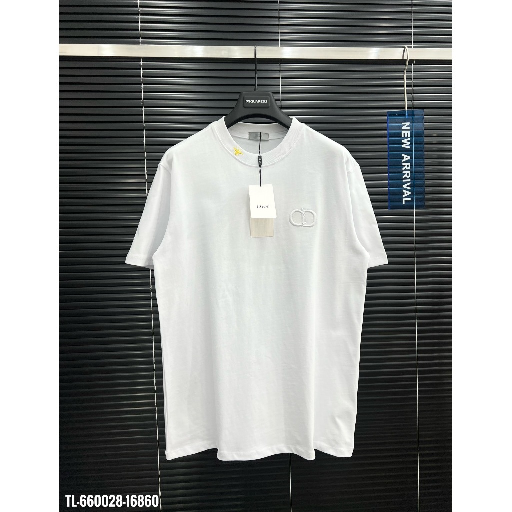 🔥HOT🔥Áo thun Dior thêu ngực mix bo cổ thiết kế hot trend Nam nữ New 2024
