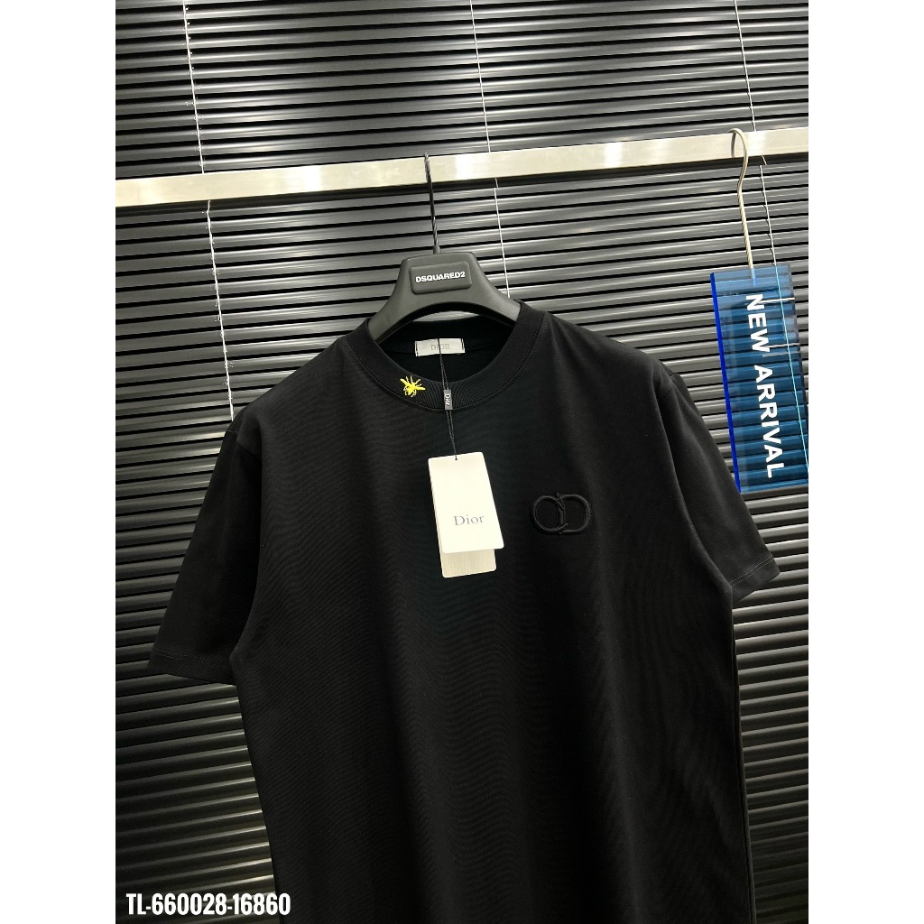 🔥HOT🔥Áo thun Dior thêu ngực mix bo cổ thiết kế hot trend Nam nữ New 2024