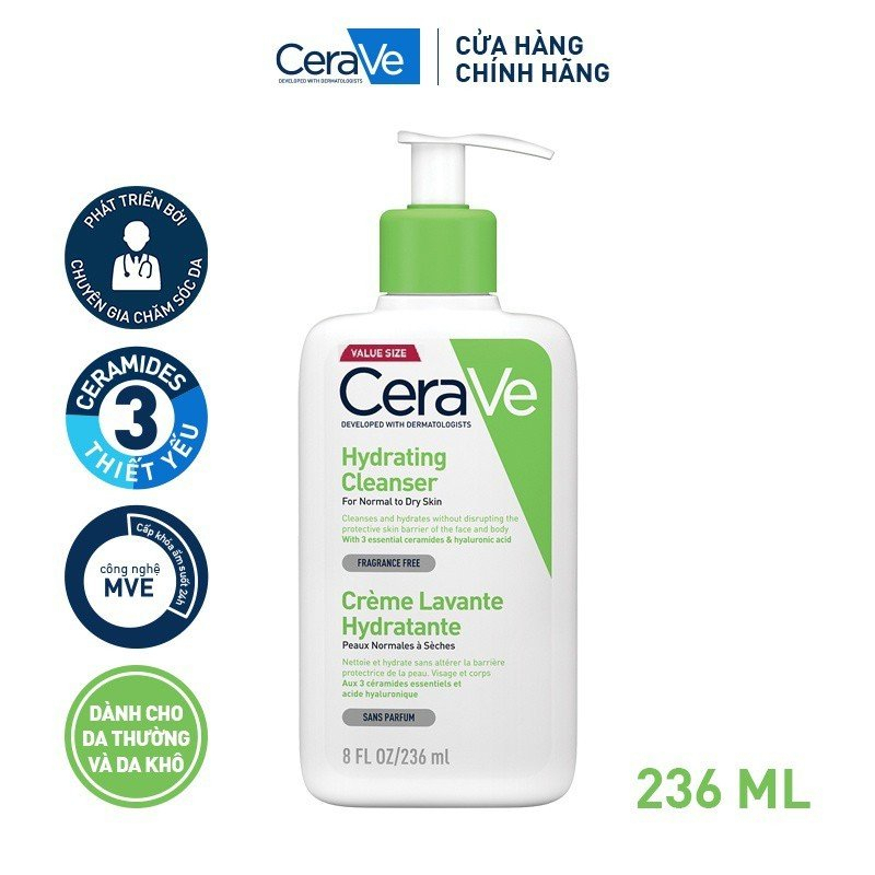 [Deal 50%]Sữa rửa mặt Cerave giúp làm sạch da và loại bỏ bã nhờn dành cho da dầu và da nhạy cảm 236ml [Chính Hãng 100%]
