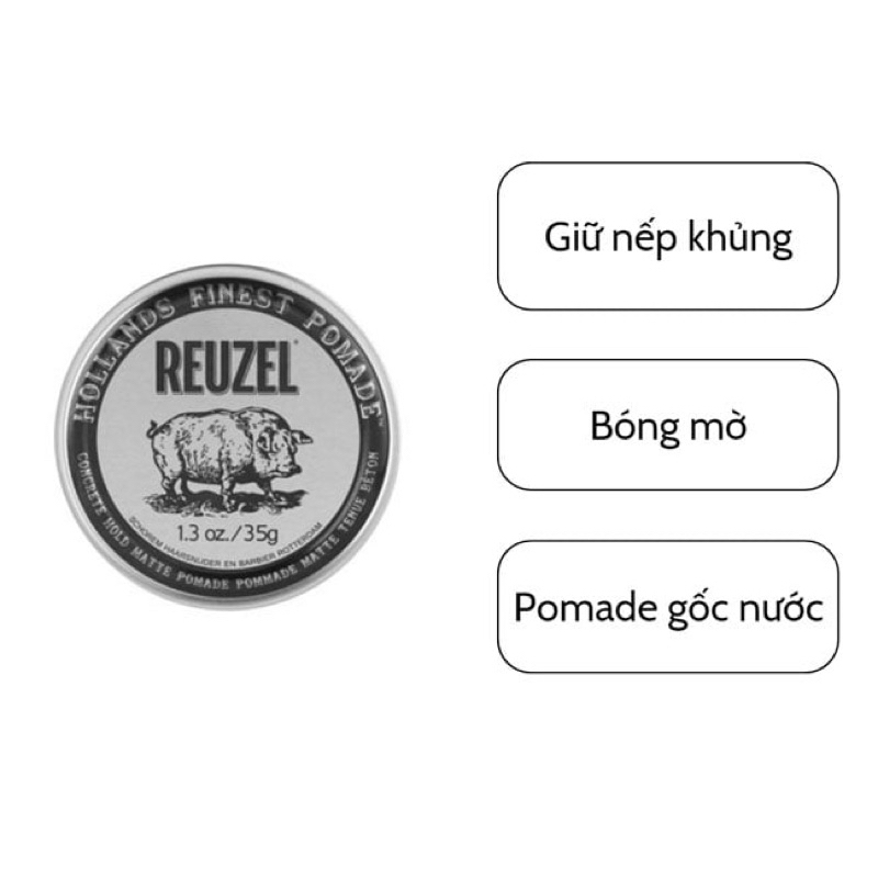 Reuzel Concrete Hold Matte Pomade  - Chính hãng - Bản 2022