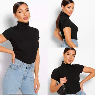 Áo thun cổ lọ cao, form ôm body thun cotton len mịn đẹp