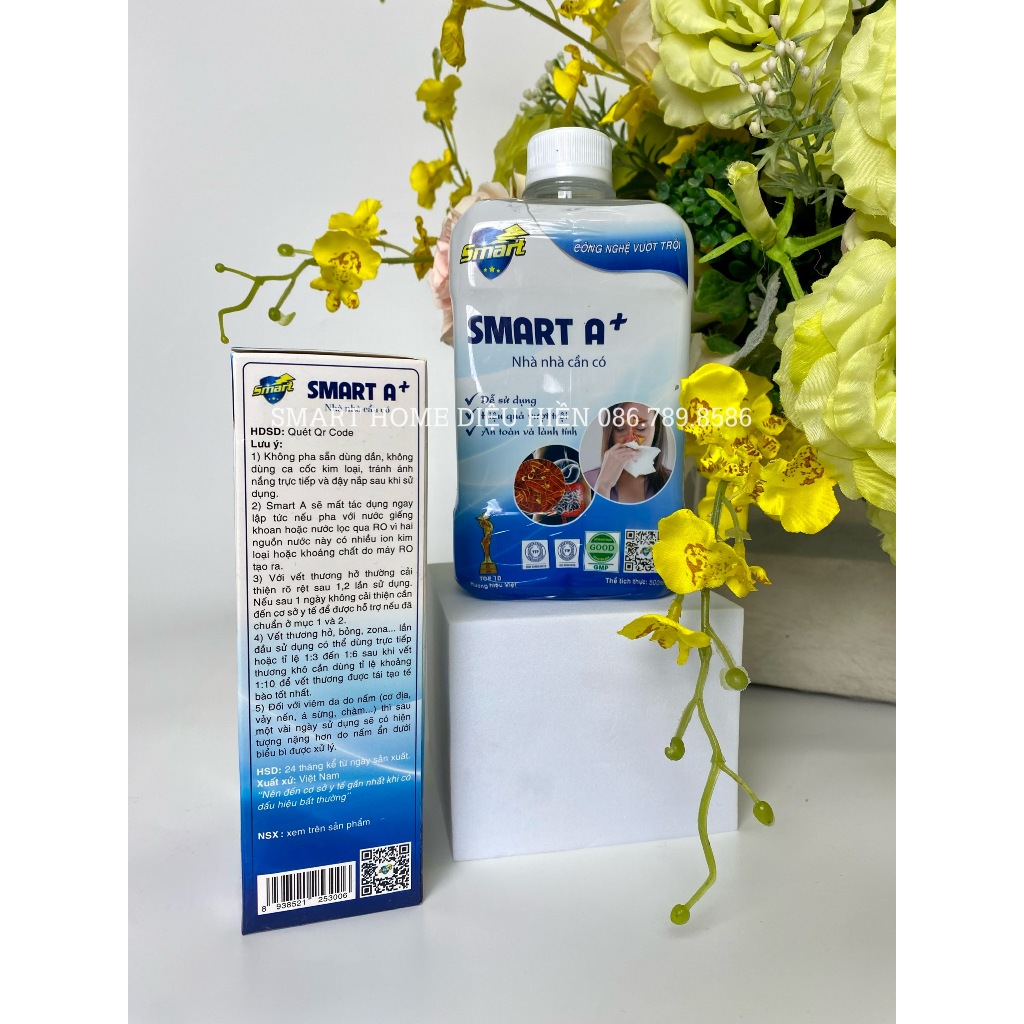 Smart A+ sát khuẩn Smart Anolyte  khử khuẩn tay, bề mặt an toàn không kích ứng 500ml