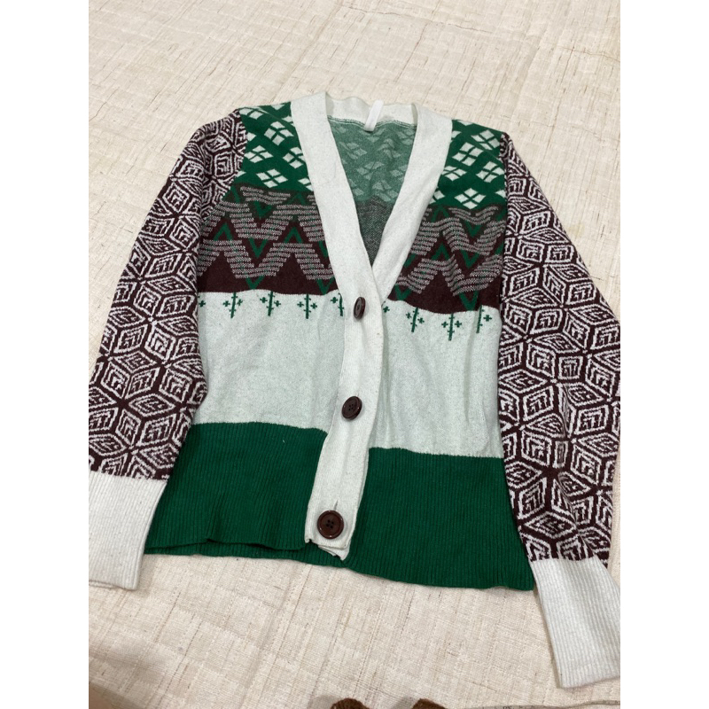 Khoác len cardigan hoạ tiết 3 cúc