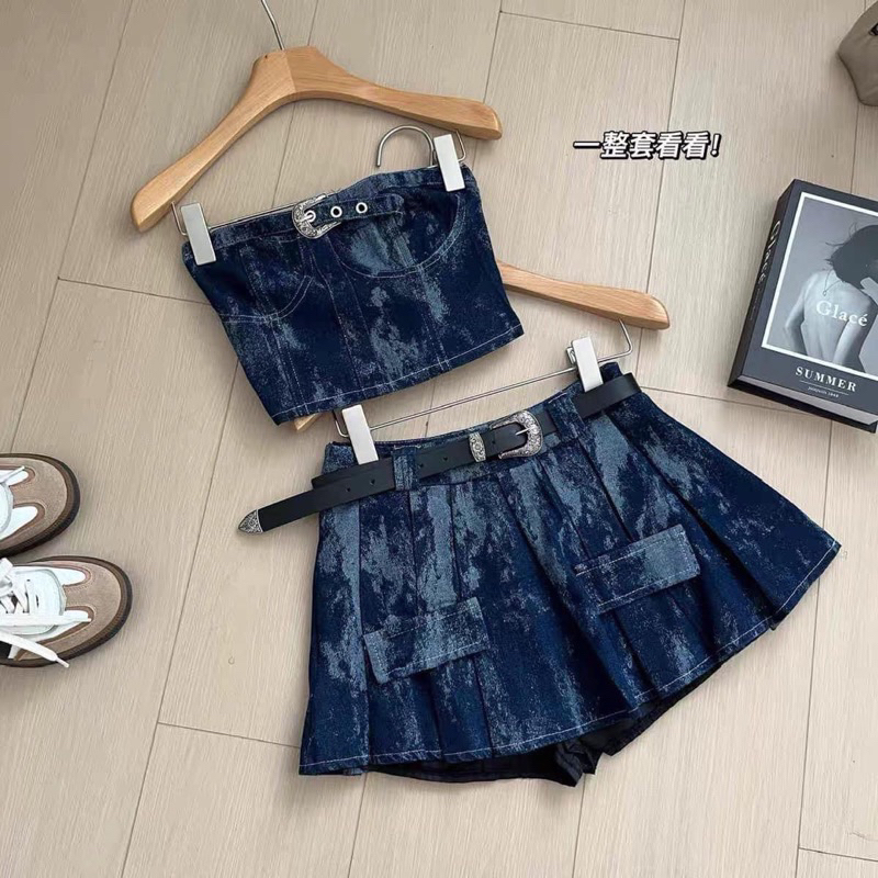 Pass set bò áo cúp ngực + chân váy size M