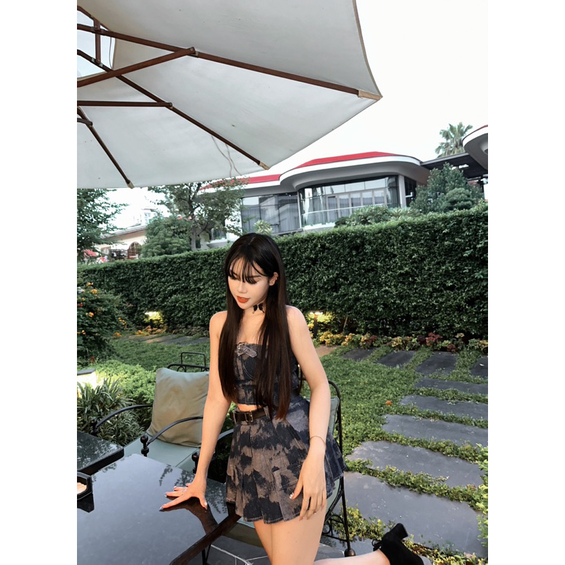 Pass set bò áo cúp ngực + chân váy size M