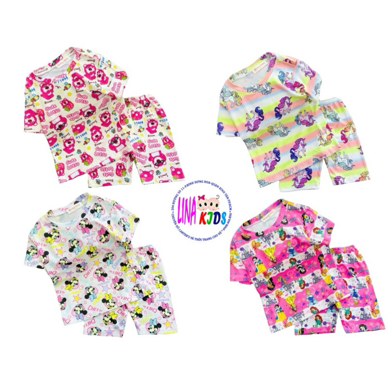 [Size 11-20kg]BỘ THUN GÂN TĂM BÉ GÁI