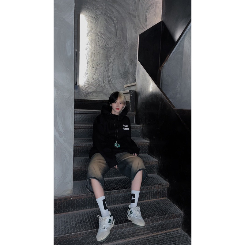 Áo Hoodie nỉ bông YOUR BRAND form rộng Unisex nam nữ nỉ ngoại cotton mũ 2 lớp rộng trắng đen dày oversize Boin Unisex