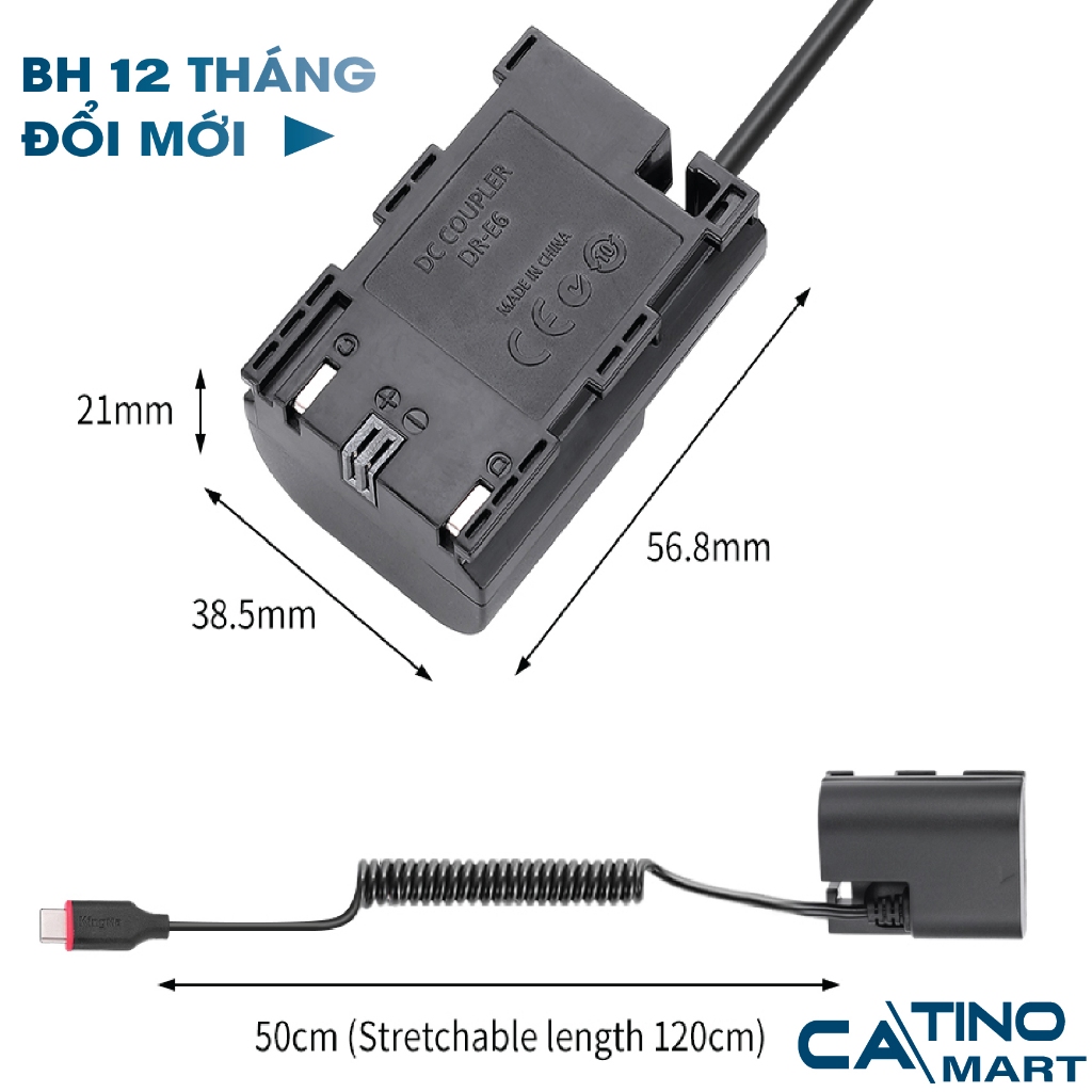 Pin Ảo/ Giả Pin/ Dummy Kingma Cho Canon LP-E6   . BH 12 Tháng