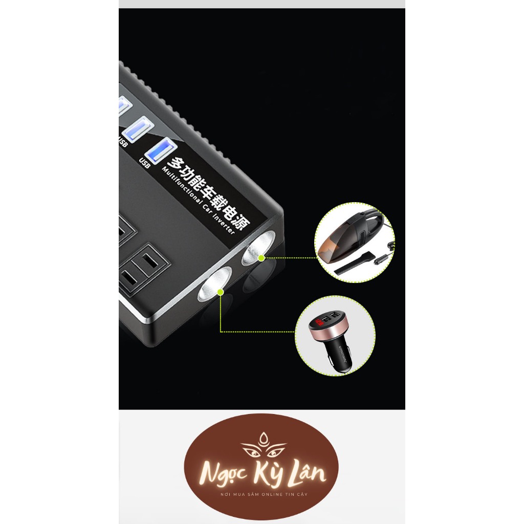 Bộ Chuyển Đổi Biến Tần Ô Tô Từ 12V Sang 220V Dùng Trên Mọi Ô Tô,Cấp điện cho nhiều thiết bị công suất 120w