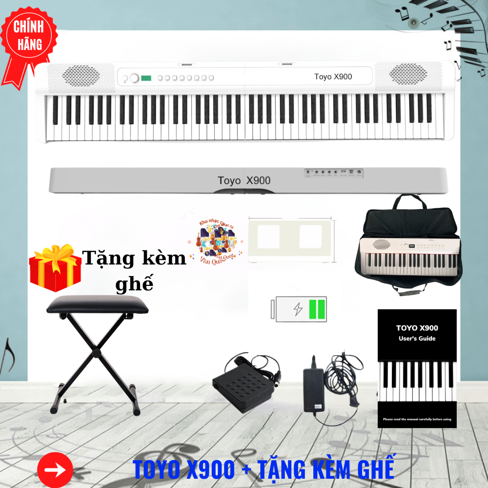 Đàn Piano Điện Toyo X900 Gấp Gọn - Kết Nối Bluetooth - Midi + Chân Đàn + Tai Phone