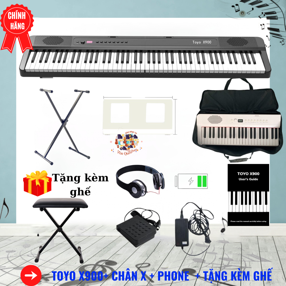 Đàn Piano Điện Toyo X900 Gấp Gọn - Kết Nối Bluetooth - Midi + Chân Đàn + Tai Phone
