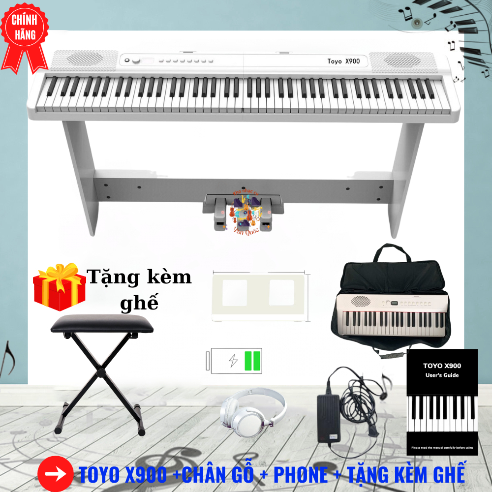 Đàn Piano Điện Toyo X900 Gấp Gọn - Kết Nối Bluetooth - Midi + Chân Đàn + Tai Phone