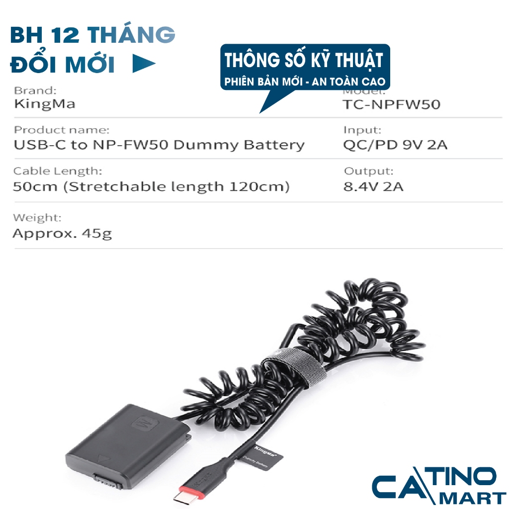 Pin Ảo/ Giả Pin/ Pin. Dummy Kingma for Sony NP-FW50 . BH 12 Tháng