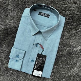 OWEN - Áo sơ mi dài tay Owen SLimfit chất sợi tre màu xanh bạc hà 220844