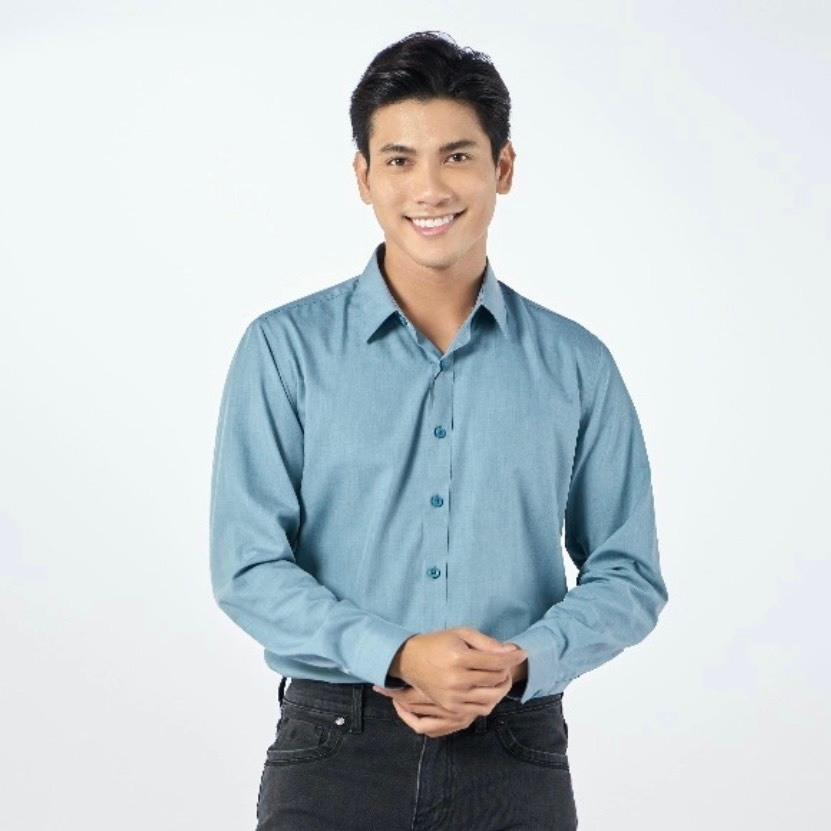 OWEN - Áo sơ mi dài tay Owen SLimfit chất sợi tre màu xanh bạc hà 220844