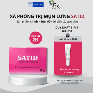 Xà phòng tắm satid fixderma soap 80g - giảm mụn lưng, giúp làm sạch - cho da mụn, dầu - salicylic acid 2% + sulfur