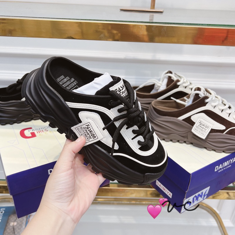 Sục thể thao viền pha kẻ tem vuông đế cao fullbox hàng quảng châu cao cấp