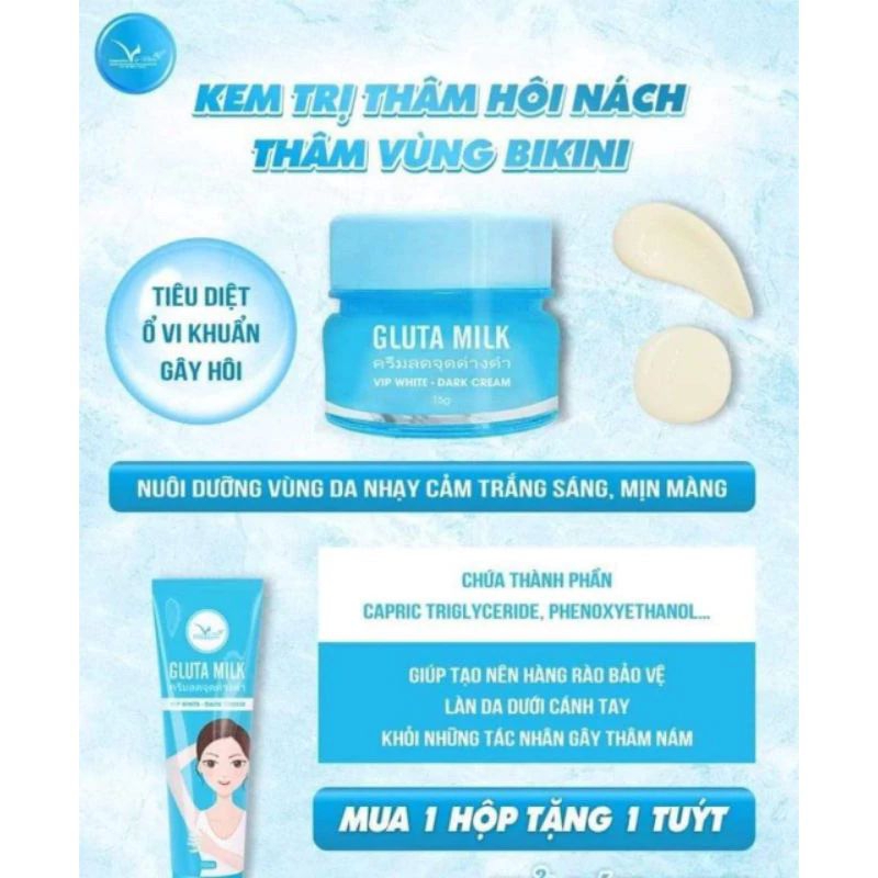 Gluta Milk kem giảm thâm nách hàng CHÍNH HÃNG Thái Lan  ,__ Hộp 15g mua 1 Tặng 1