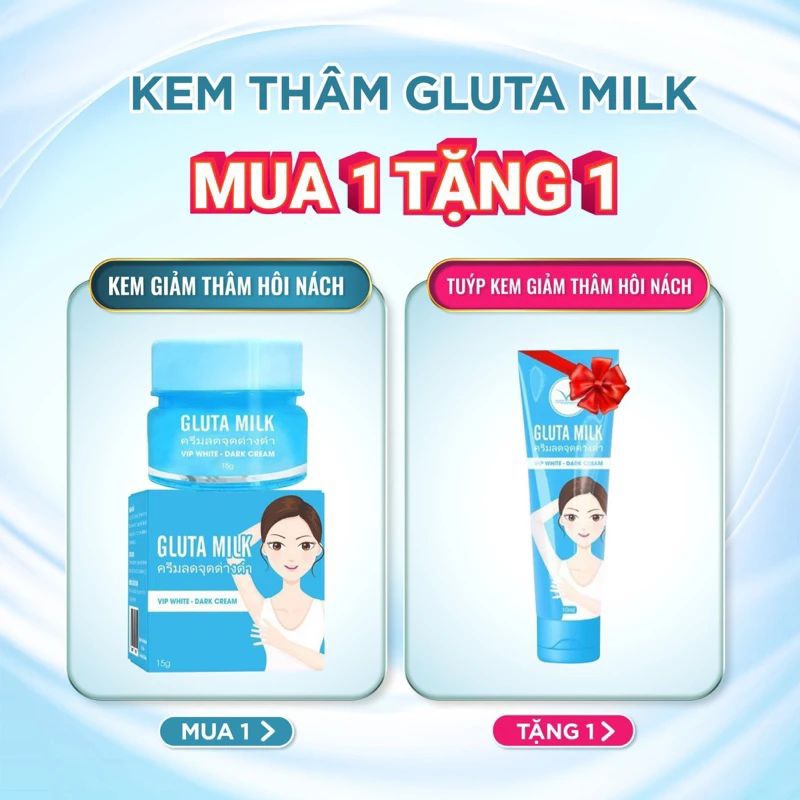 Gluta Milk kem giảm thâm nách hàng CHÍNH HÃNG Thái Lan  ,__ Hộp 15g mua 1 Tặng 1
