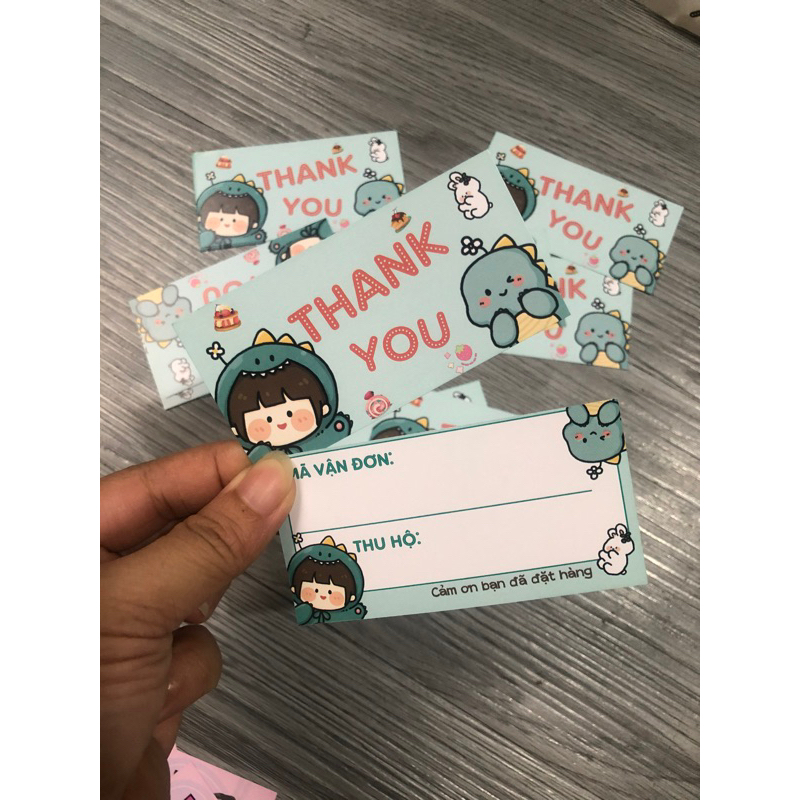 Set 100 phiếu ghi mã vận đơn khủng long cute - tranbd