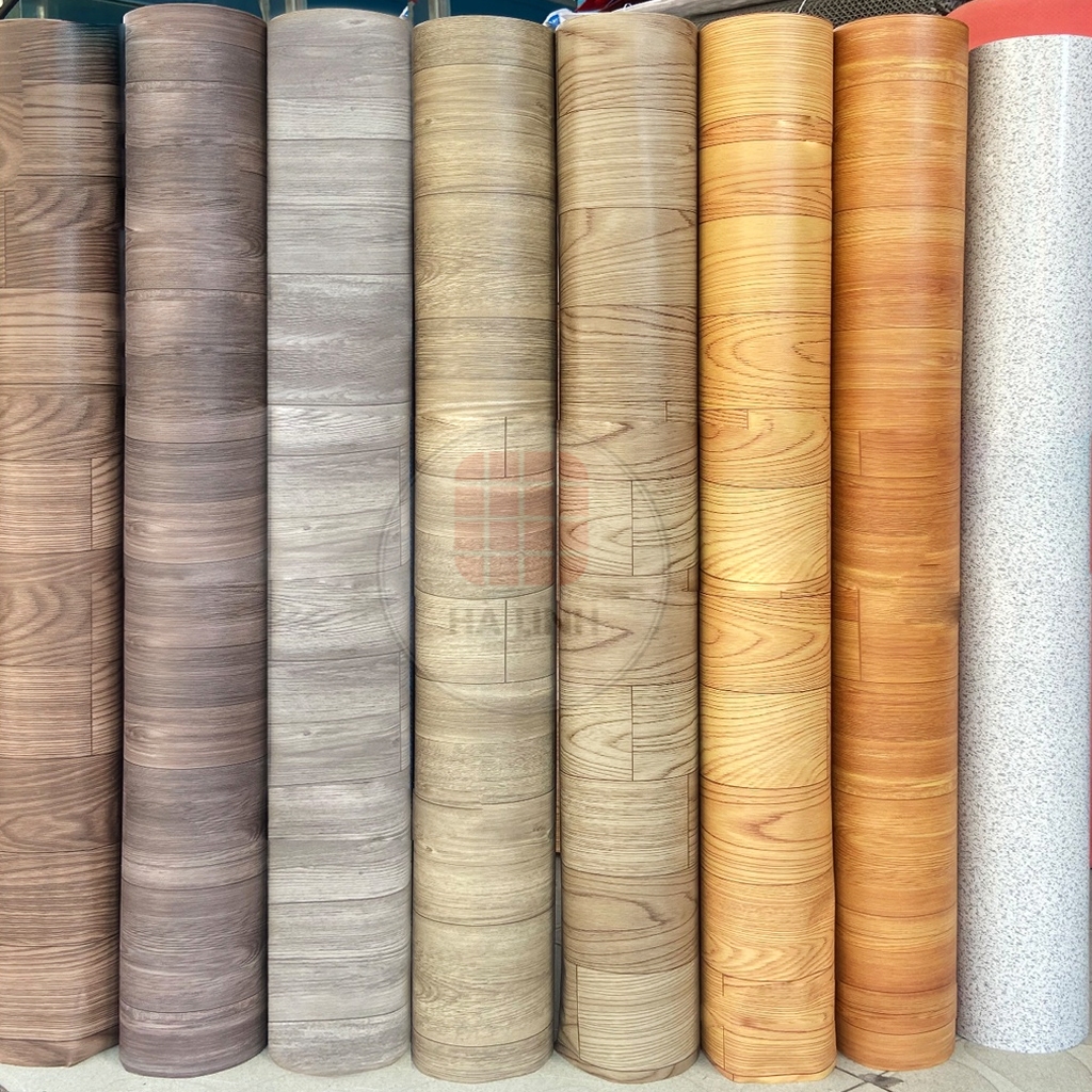 Thảm simili lót sàn giả vân gỗ nhám pvc chống thấm nước, thảm nhựa trải sàn dày 0.5mm trải phòng ngủ