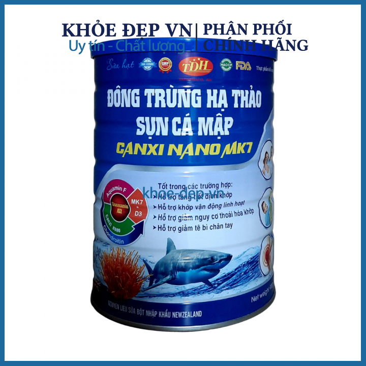 SỮA HẠT ĐÔNG TRÙNG HẠ THẢO SỤN CÁ MẬP CANXI NANO MK7 giúp chắc khoẻ xương, ngăn ngừa loãng xương hộp 900g