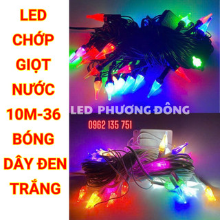 Dây đèn led chớp giọt nước 10m - 36 bóng dây màu đen - trắng