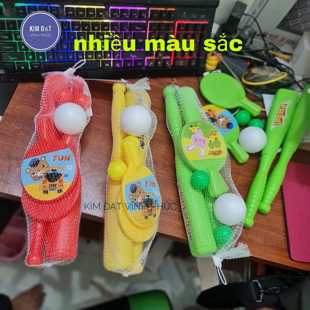 Bộ đồ chơi gậy bóng chày và bóng bàn . túi gồm 2 bộ