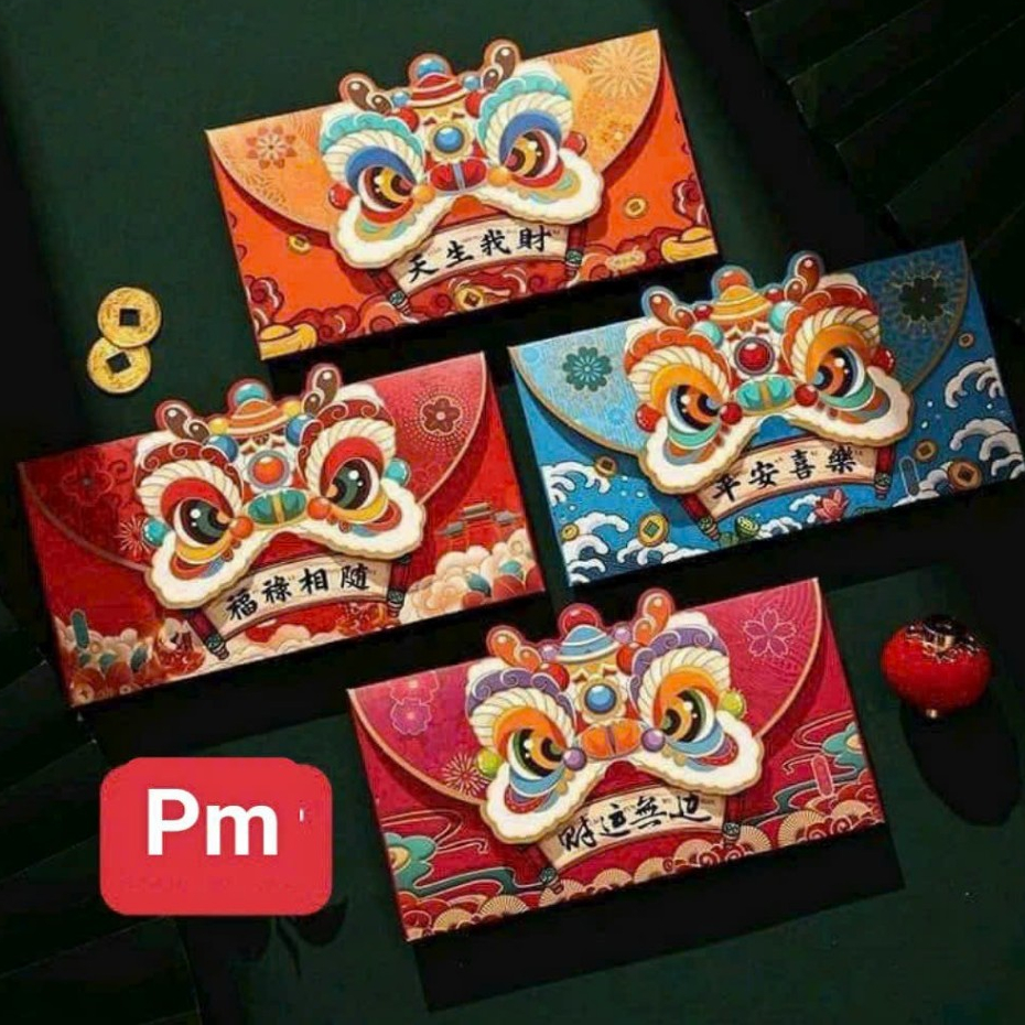 Bộ 4 Phong Bì Đỏ Phong Cách Trung Hoa Dùng Trong Lễ Hội Mùa Xuân