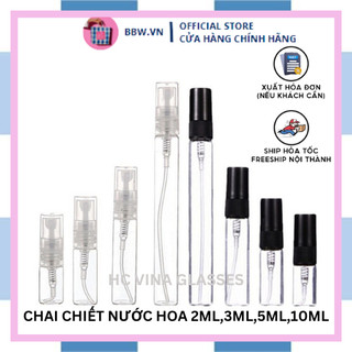 Chai chiết nước hoa thủy tinh phun sương có nắp 10ml - 5ml - 3ml - 2ml