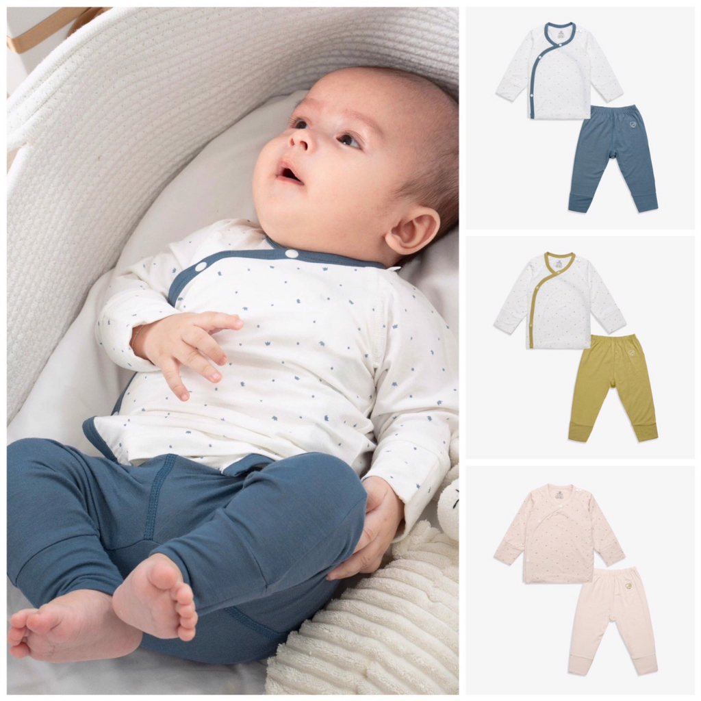 BU baby sơ sinh - Bộ quần áo dài tay cài chéo bao tay chân lật Glory - Bambus BBB110807 | Quần áo BU Baby chính hãng