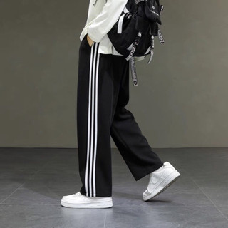Quần thể thao 3 sọc dáng suông, quần nỉ 3 sọc unisex chất umi dễ phối đồ freesize