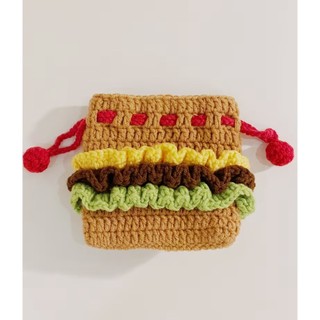 Túi đựng tiền bằng len/ Túi len handmade hình hambuger dễ thương
