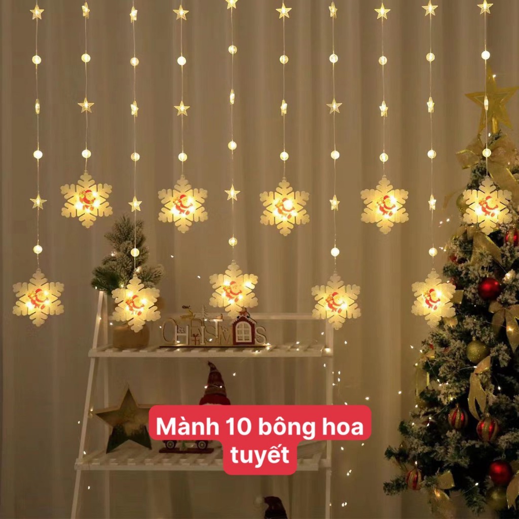 Đèn Led Thả 10 Sao Trang Trí Noen .Đèn Mành Trang Trí Giáng Sinh Năm Mới