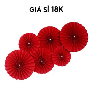 Set 6 quạt giấy đỏ trang trí tết- decor, trang trí phòng cưới, phòng khách, tiêu cảnh tết 01727