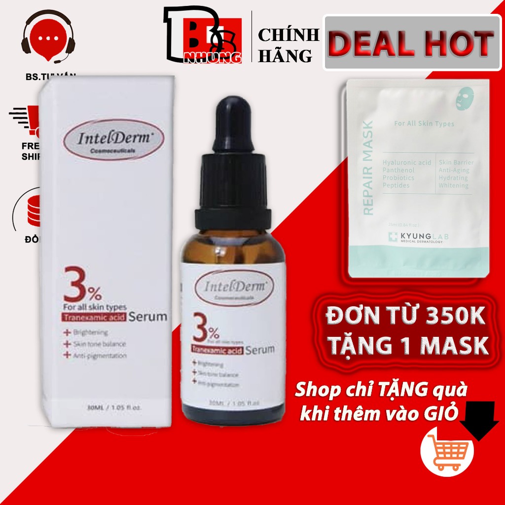 Serum sáng da IntelDerm 3% - Chuyên cấp ẩm phục hồi và mờ thâm nám Tranexamic Acid Serum 30ml