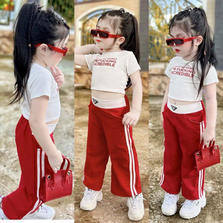 Sét quần dài,áo in chữ đỏ cho bé gái