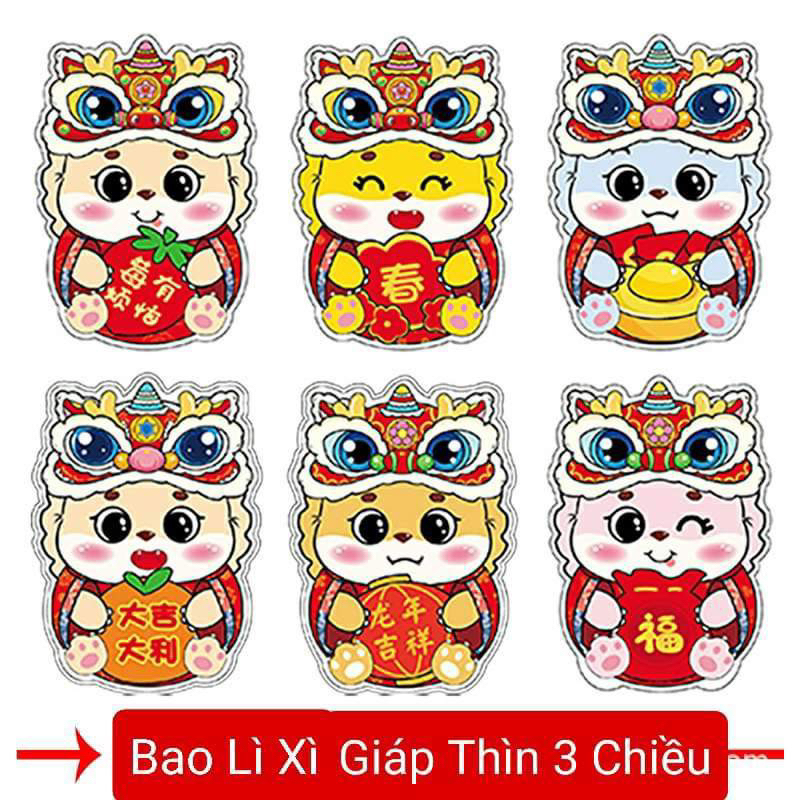 Set 1000 Bao Lì XÌ 2024 chi bi phản quang yêu cực