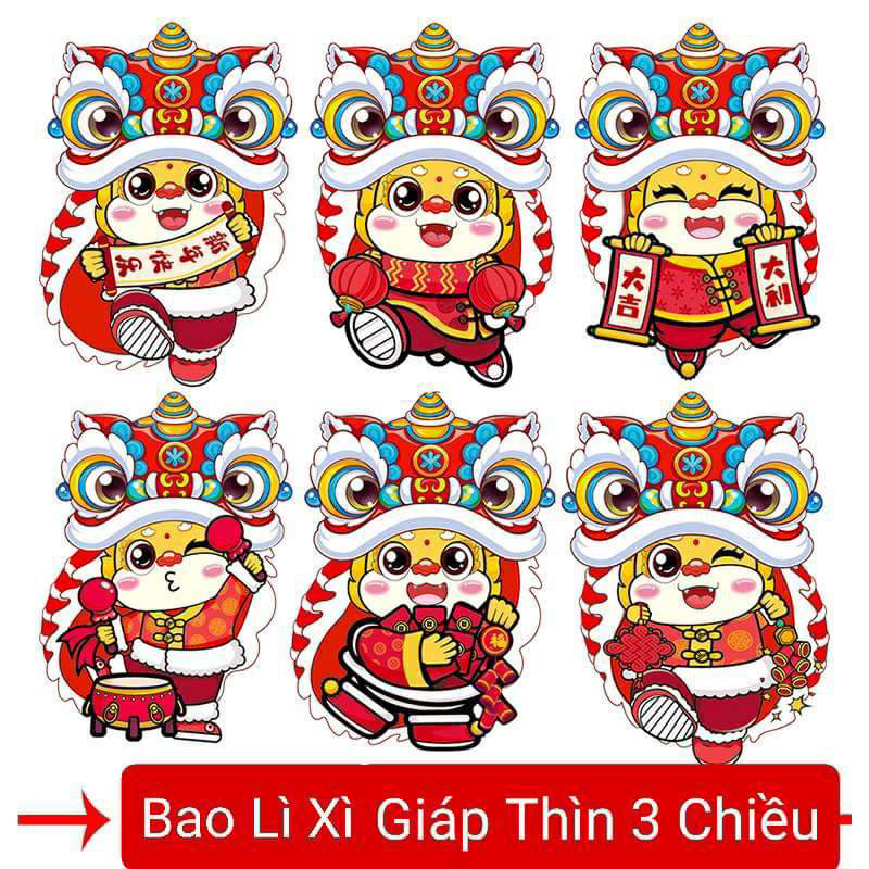Set 1000 Bao Lì XÌ 2024 chi bi phản quang yêu cực