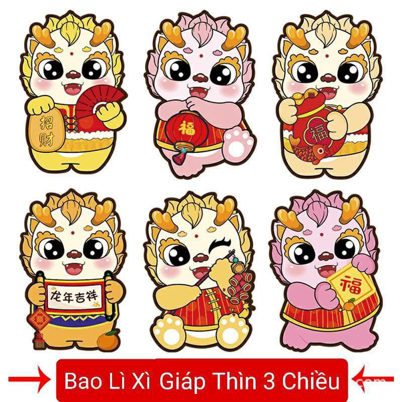 Set 1000 Bao Lì XÌ 2024 chi bi phản quang yêu cực