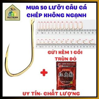 50 lưỡi câu cá chép màu vàng size #1- #12 không ngạnh