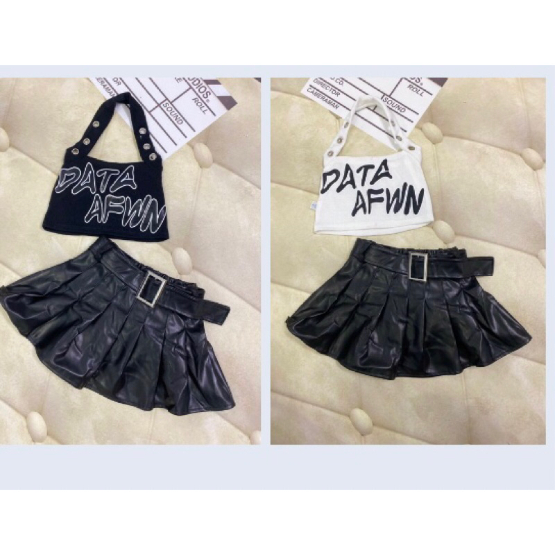 Sét váy da kèm nịt cho bé gái