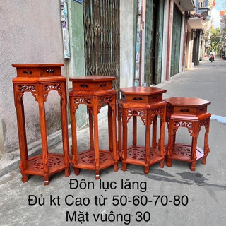 Đôn lục giác đục chiện ,Đế chiện lục giác kỷ lục giác kê đồ trang trí nhà cửa gỗ giác