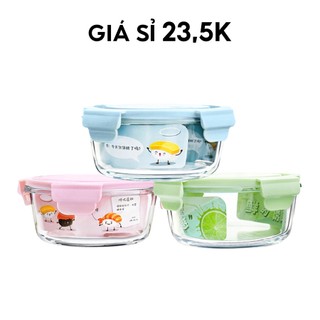 Hộp cơm thủy tinh tròn 400ml cao cấp đa năng – 01312